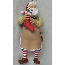 2023 Toymaker Santa Surprise - Mystery Ornament - <B>Tan Apron with Red Stocking</B>