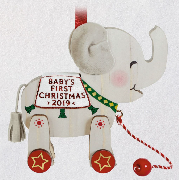2019 Babys First Christmas - Elephant Pull Toy - Wood