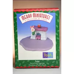 1999 Piglet on Base - Christmas at Pooh's House - Merry Miniature