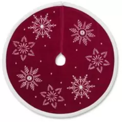 2016 Miniature Red Velvet Tree Skirt With White Snowflake Design