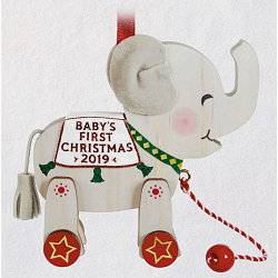 2019 Babys First Christmas - Elephant Pull Toy - Wood